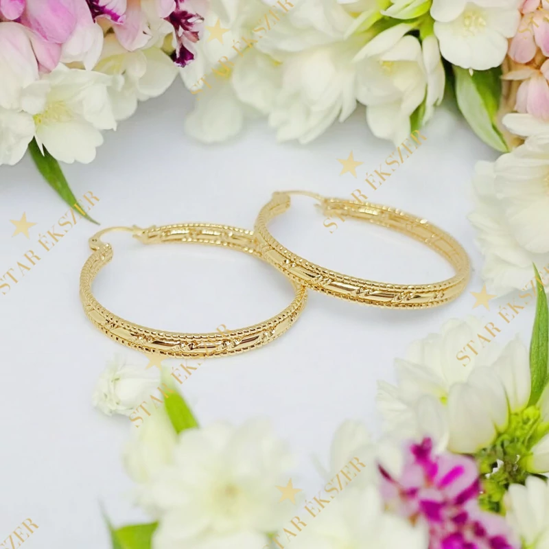 Iveta 14K GF. antiallergén karika fülbevaló 4cm