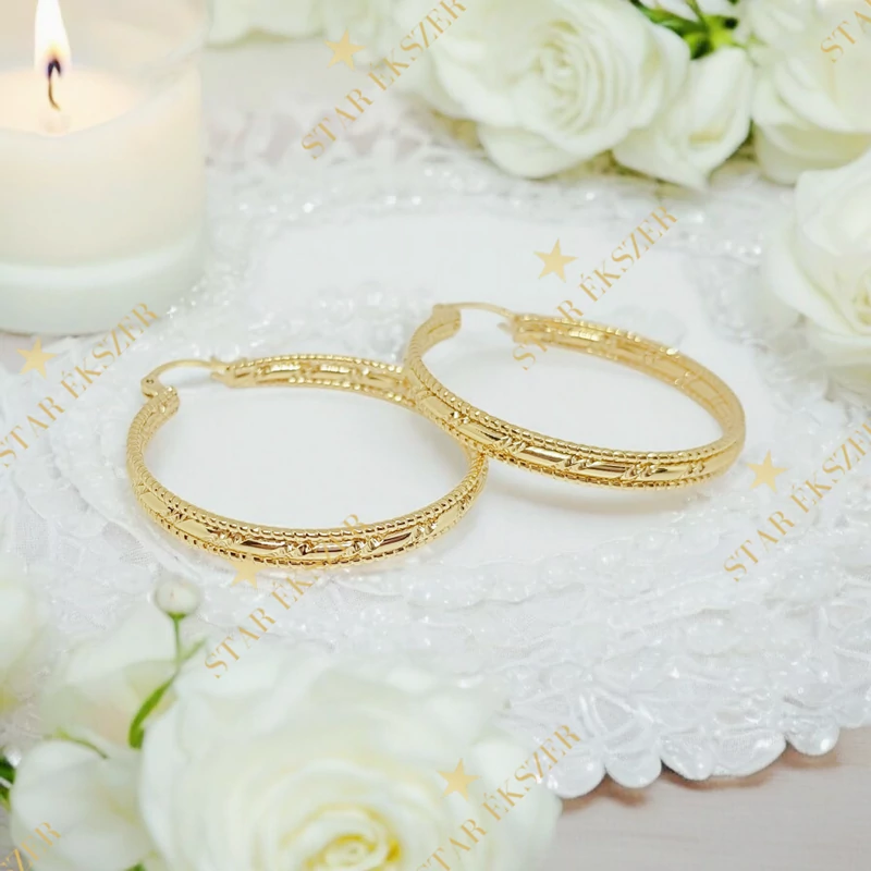 Iveta 14K GF. antiallergén karika fülbevaló 4cm