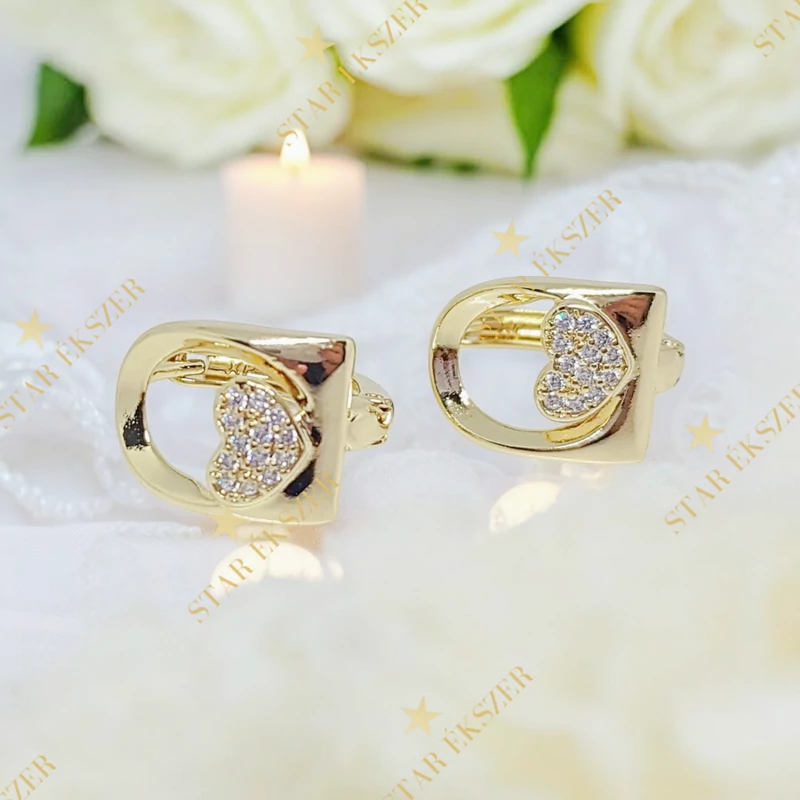 Emilia 14K GF. antiallergén szíves fülbevaló 