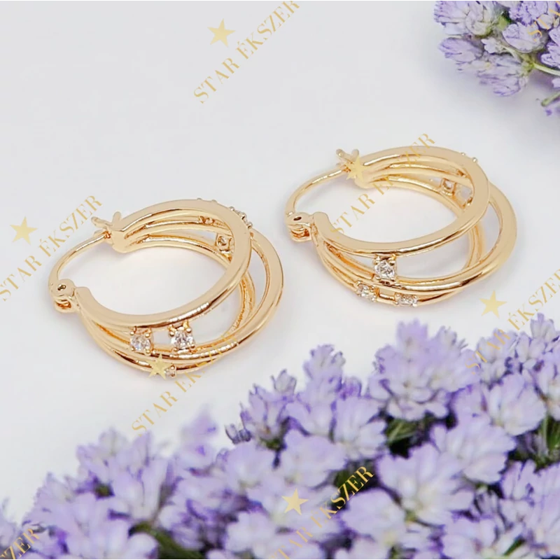 Harper 18K GF. antiallergén köves karika fülbevaló 