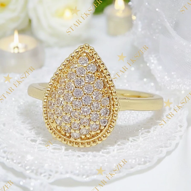 Ajlin 14K antiallergén csepp gyűrű 54-es méret