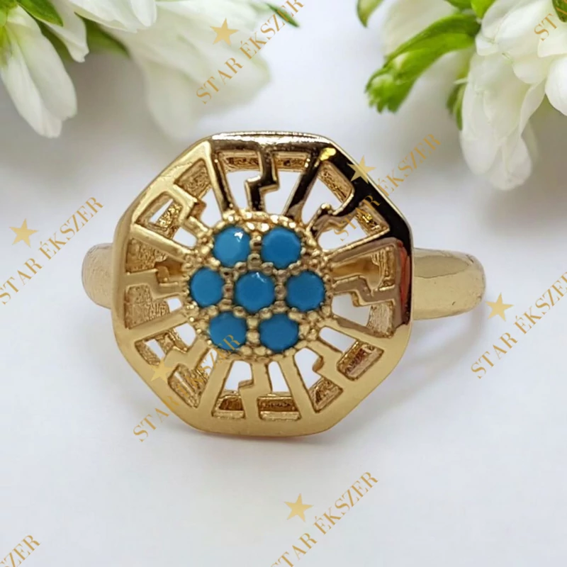 Beira 14K antiallergén kék köves gyűrű 57-es