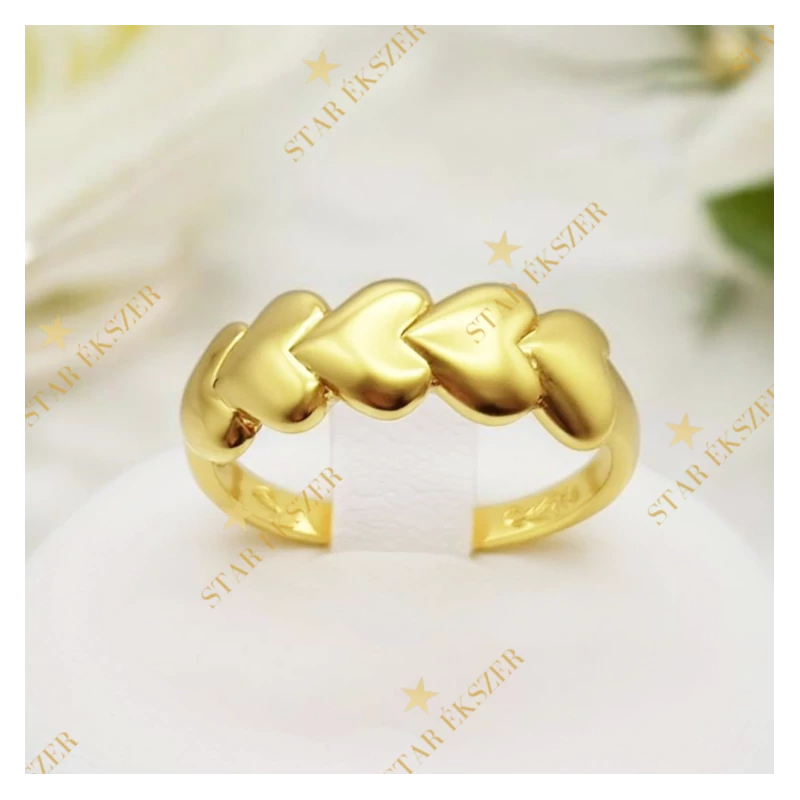 Mirtill 14K antiallergén szíves gyűrű 57-es