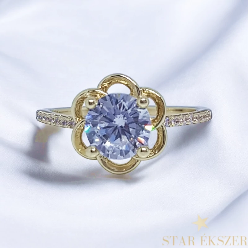 Gerda 14K GF. antiallergén virágos gyűrű 59-es