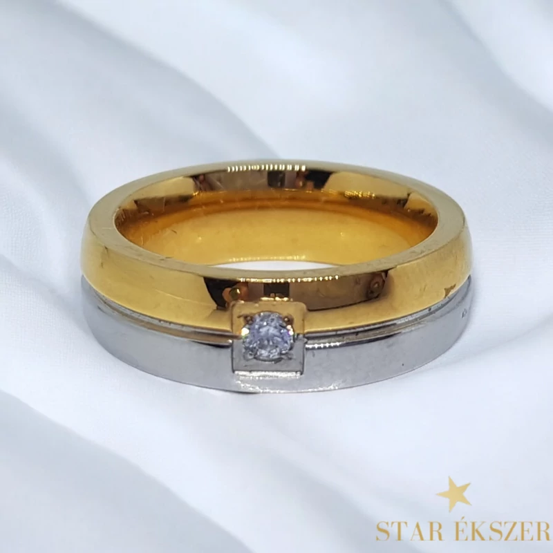 Kétszínű Nemesacél Karikagyűrű vastag 59-es