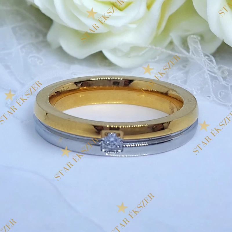 Kétszínű Nemesacél Karikagyűrű vékony 54-es