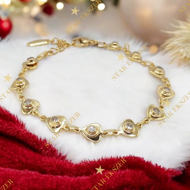 Norey 14K antiallergén szíves karkötő 18+3cm