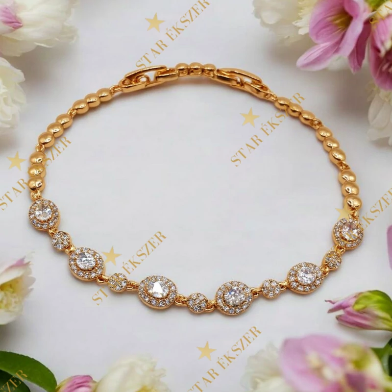 Shaba 18K antiallergén köves karkötő 17/19cm