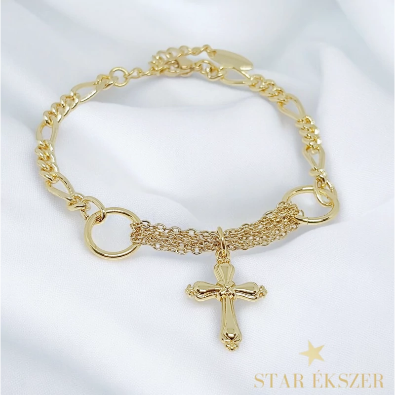 Mila 14K G.F. antiallergén keresztes karkötő á17+3cm