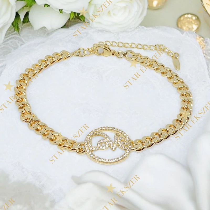 Love 14K G.F. antiallergén karkötő 19+5cm