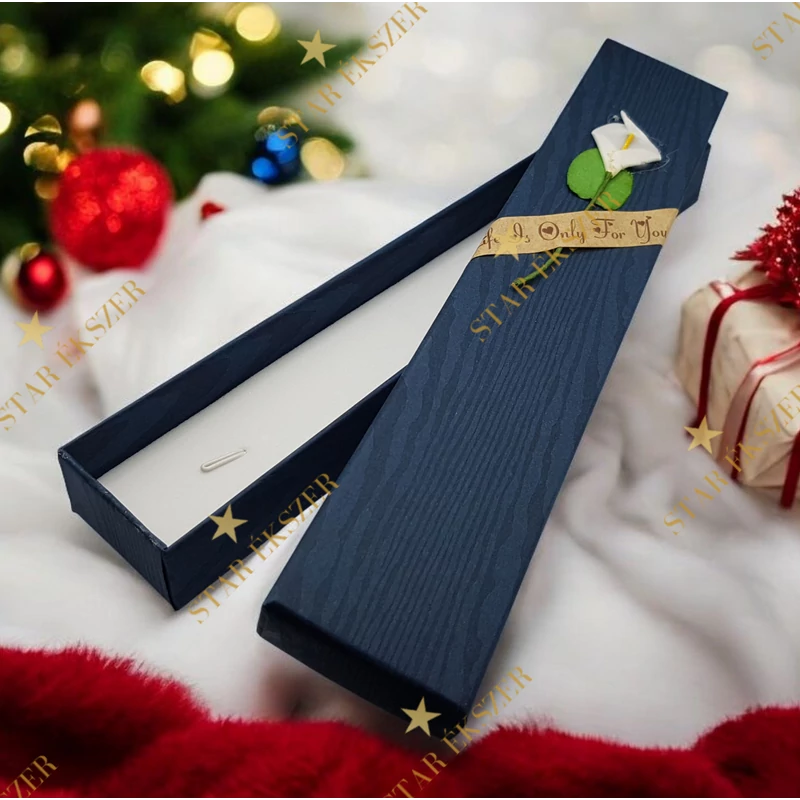 Virágos díszdoboz nyaklánc/karkötő kék