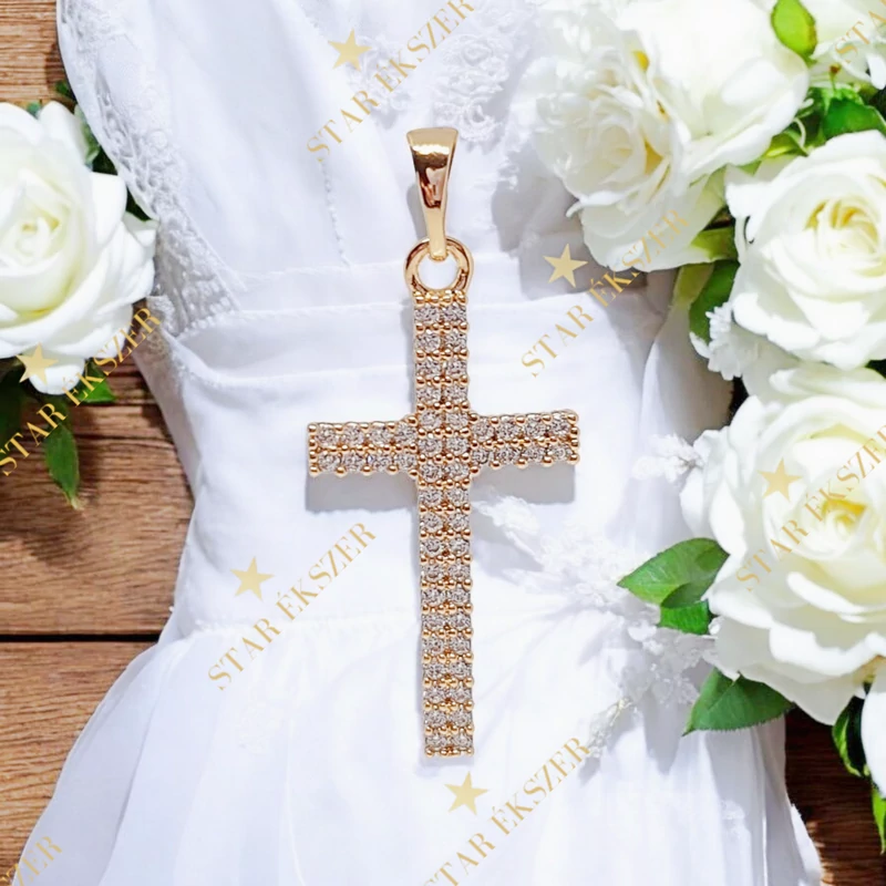 Aubree 18K antillergén kereszt medál 