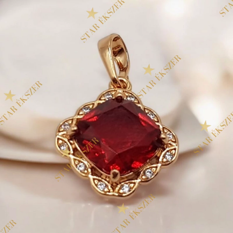 Belleville 18K antillergén piros köves medál