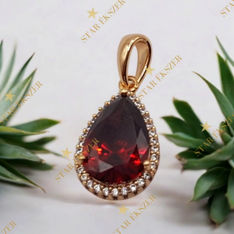 Cronwall 18K antillergén köves medál piros