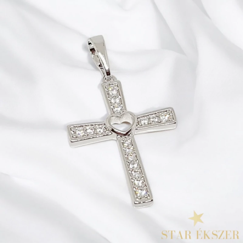 Josiane White antillergén köves kereszt medál 