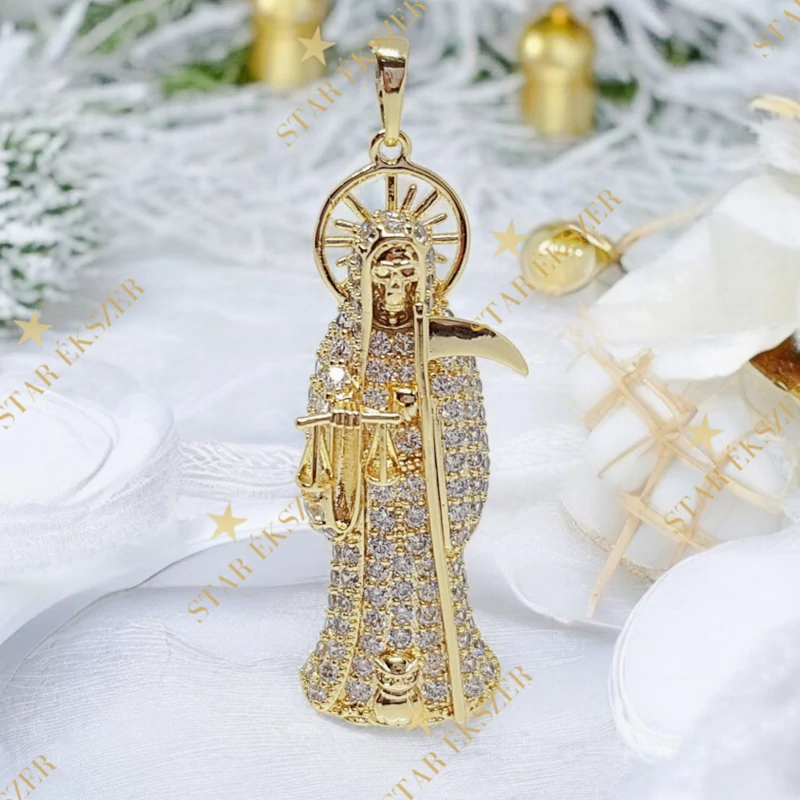 Kaszás 14K antillergén köves medál