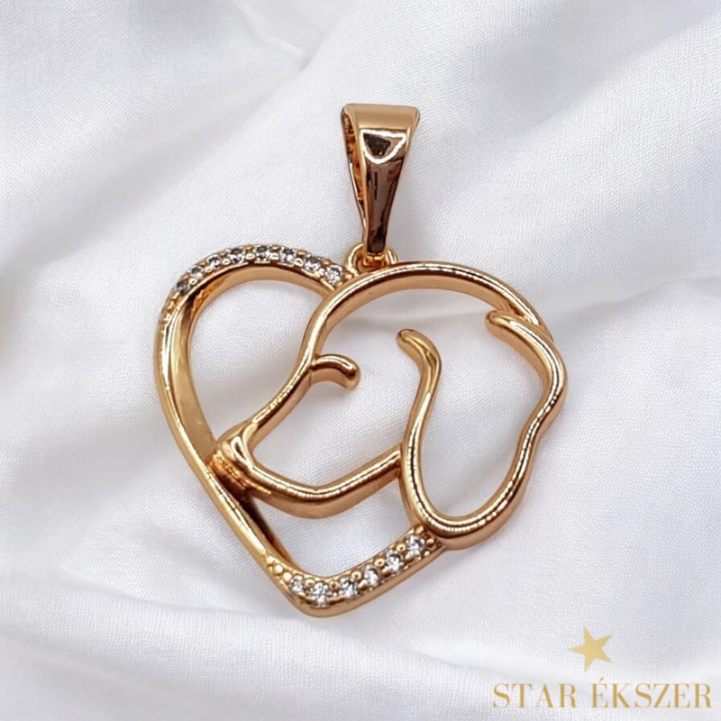 Sudby 18K antillergén kutyás szív medál