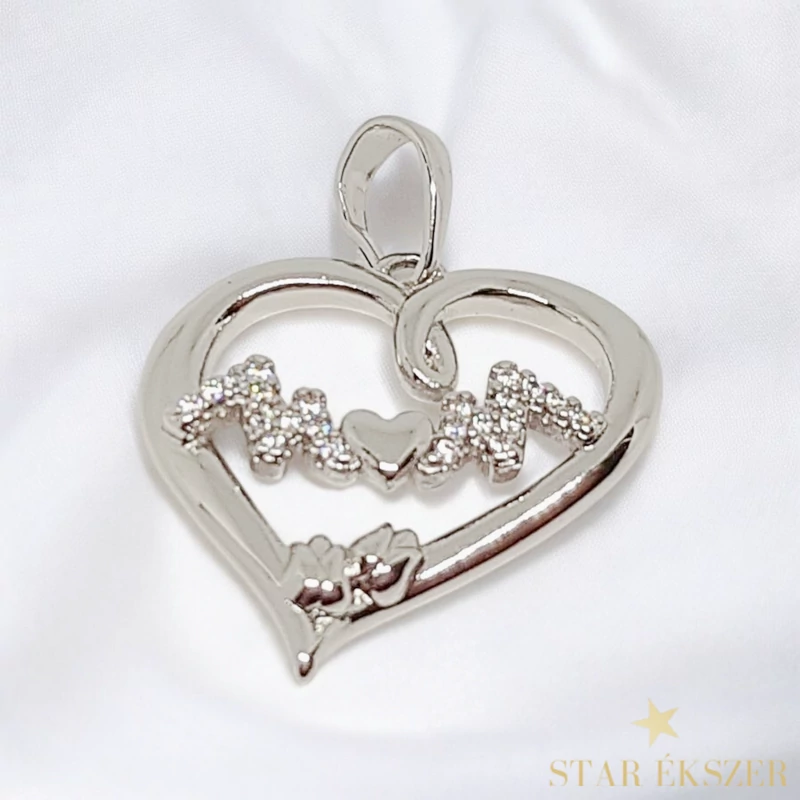 Mom White G.F. antillergén szív medál 