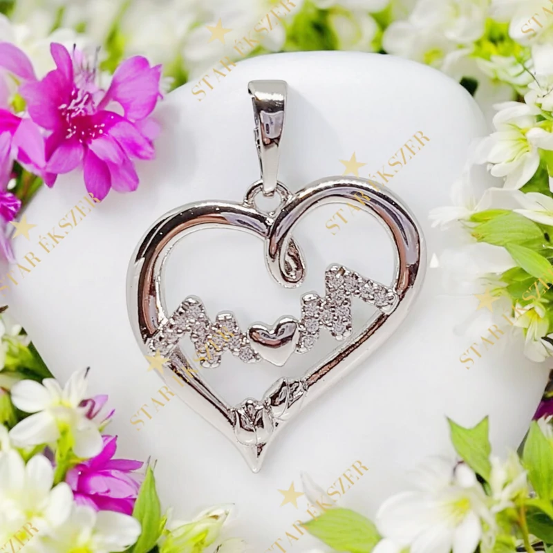 Mom White G.F. antillergén szív medál 