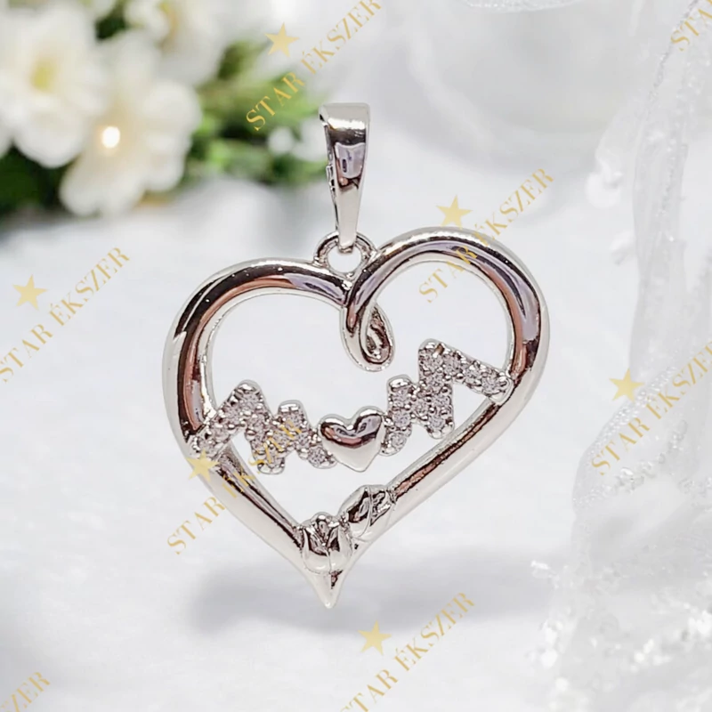 Mom White G.F. antillergén szív medál 