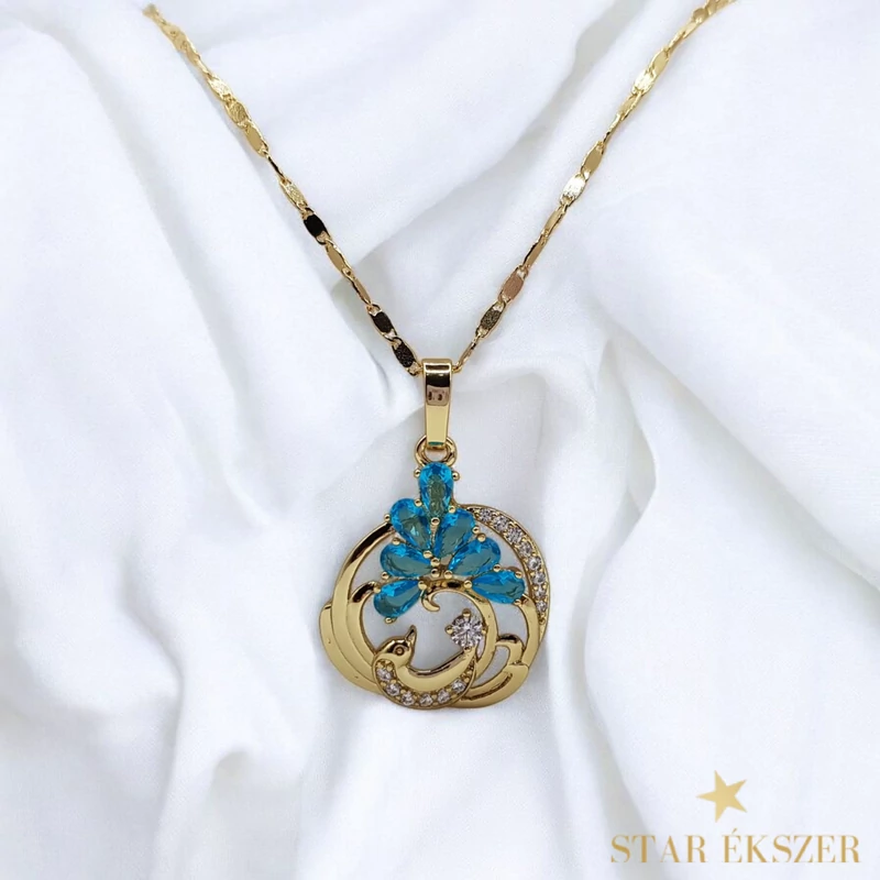 Alicante 14K Gold Filled antiallergén medálos nyaklánc 45cm türkiz