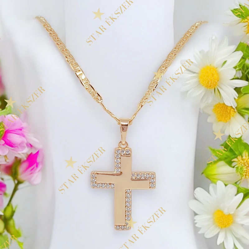 Almira 18K antiallergén kereszt medálos nyaklánc 45cm/3mm