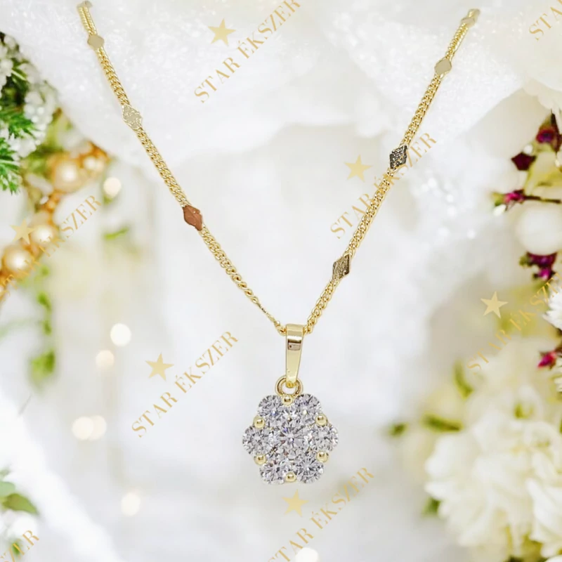 Amanda 14K antiallergén virág medálos nyaklánc 45cm/2mm
