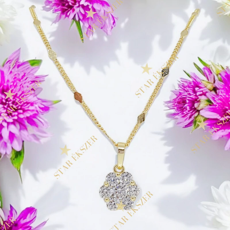 Amanda 14K antiallergén virág medálos nyaklánc 45cm/2mm