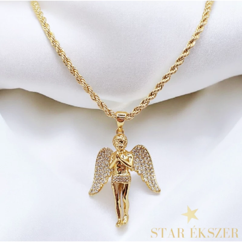 Angyalka 14K G.F. antiallergén angyal medálos nyaklánc 45cm