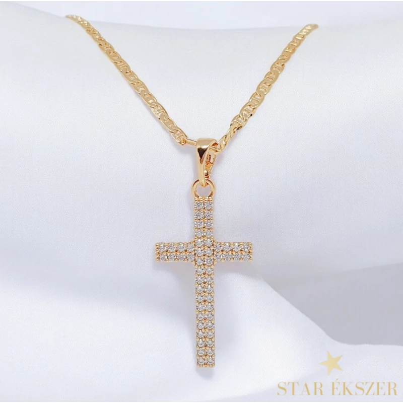 Aubree 18K antiallergén kereszt medálos nyaklánc 45cm/3mm