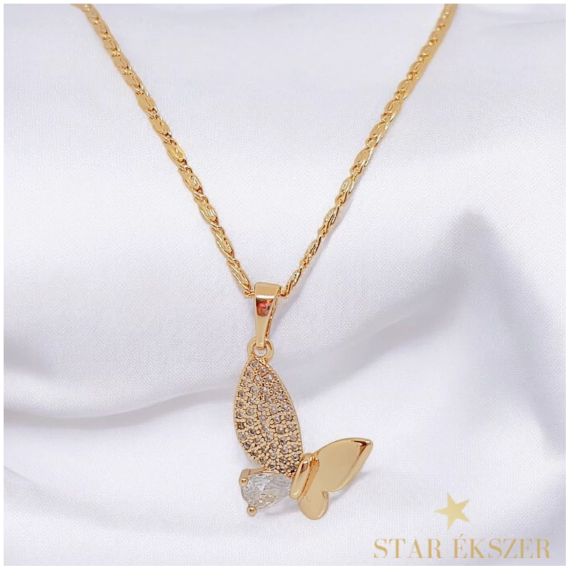 Dita 18K GF. antiallergén pillangó medálos nyaklánc 50cm 