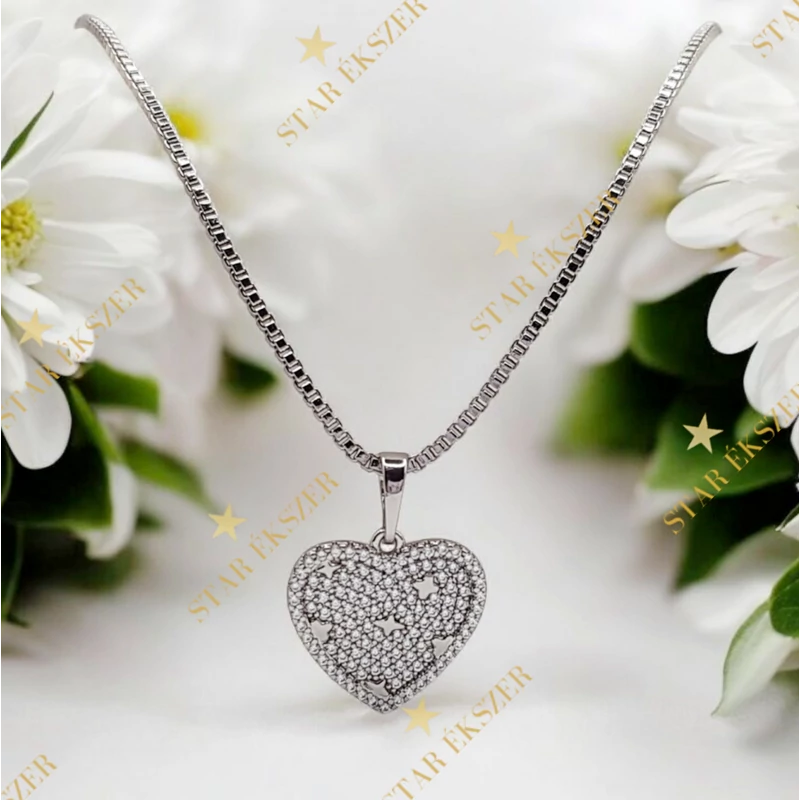 Emina White antiallergén szív medálos nyaklánc 50cm
