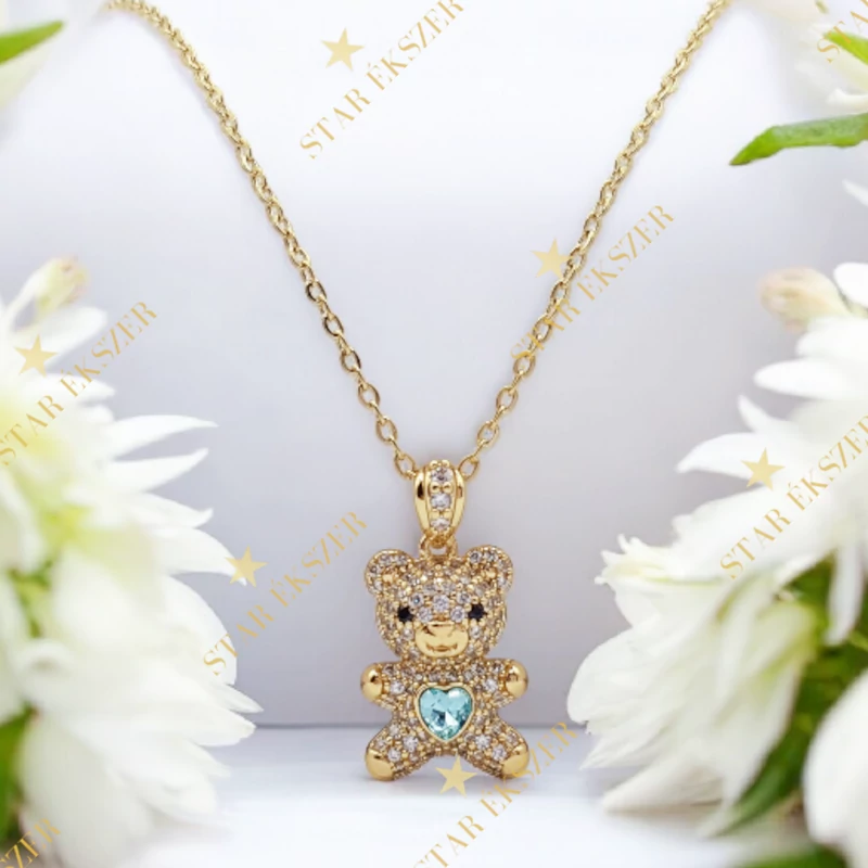 Hanna 14K antiallergén maci medálos nyaklánc 45cm