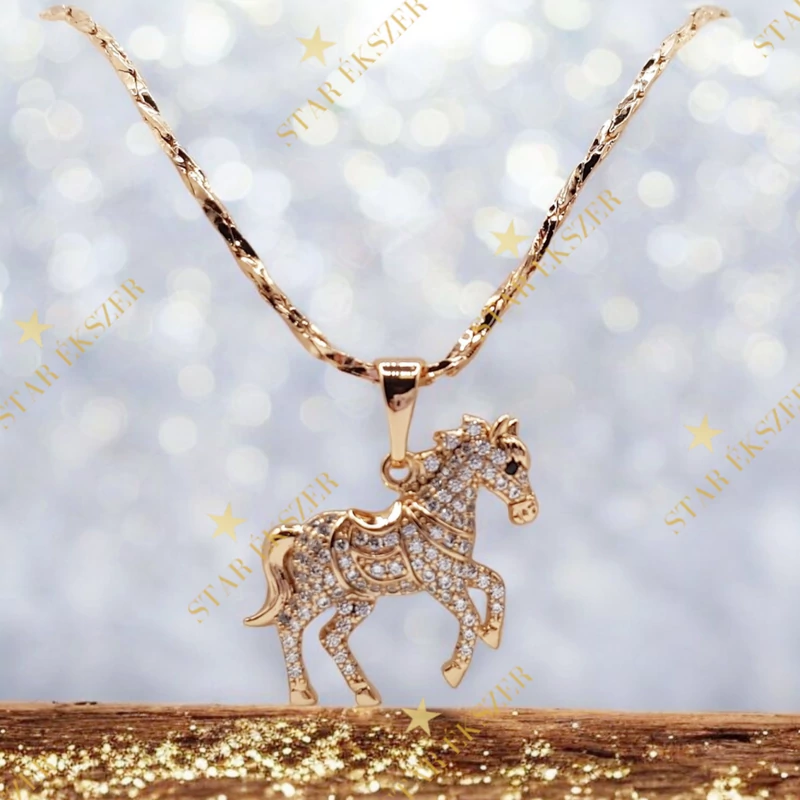 Horse 18K GF. antiallergén lovas nyaklánc 45cm