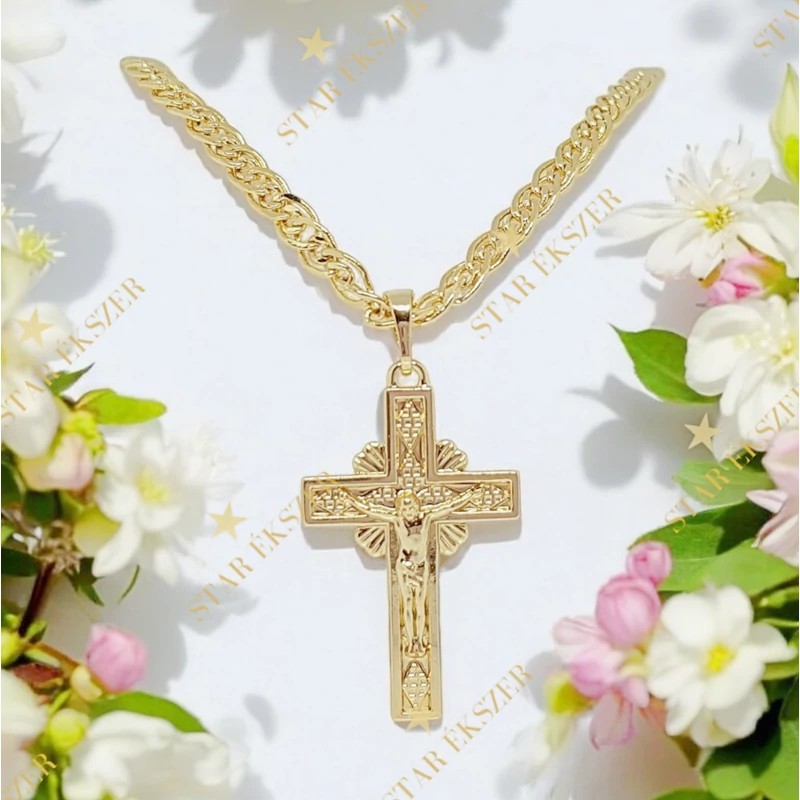 Isadora 14K antiallergén kereszt medálos nyaklánc 45cm/4mm