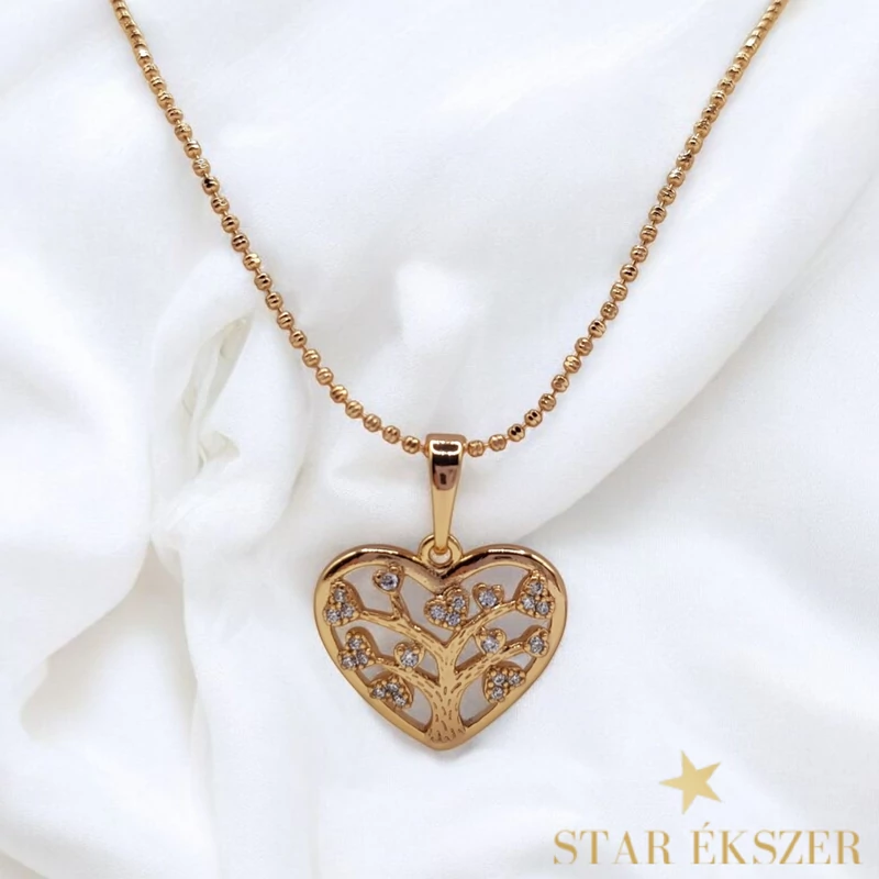Kelow 18K antiallergén életfás szív nyaklánc 45cm