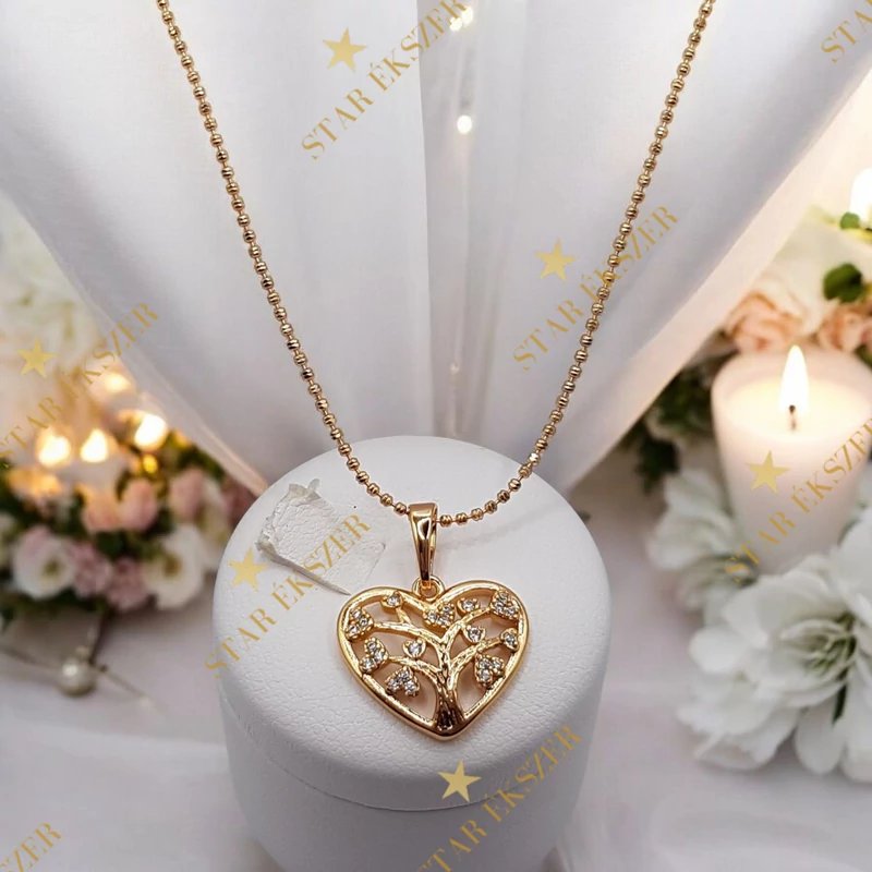 Kelow 18K antiallergén életfás szív nyaklánc 45cm