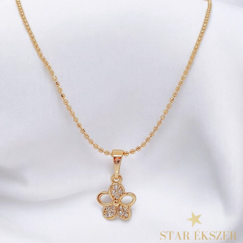 Pilar 18K GF. antiallergén virág medálos nyaklánc 45cm