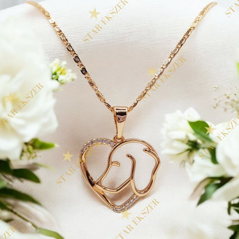 Sudby 18K GF. antiallergén kutyás szív medálos  nyaklánc 50cm