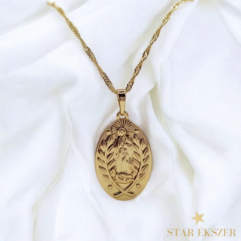 Szűz Mária medálos 14K GF. antiallergén nyaklánc 50cm