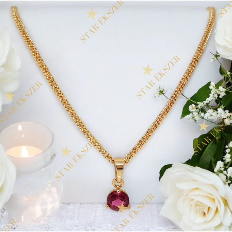 Boby 18K GF. antiallergén nyaklánc 50cm piros