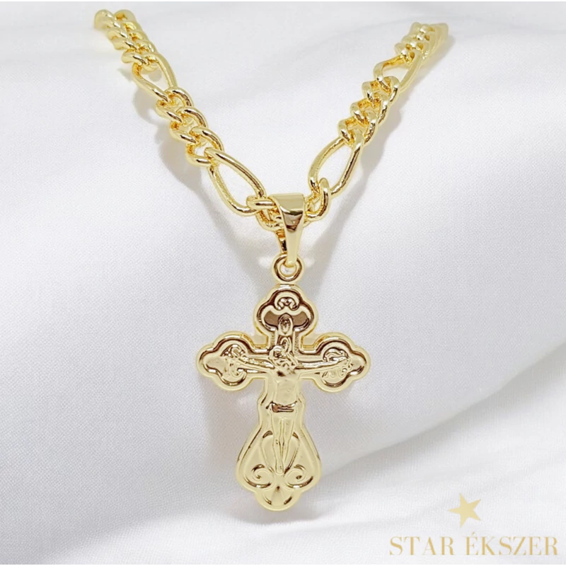 Lucas 14K G.F. antiallergén kereszt medálos nyaklánc 50cm/5mm