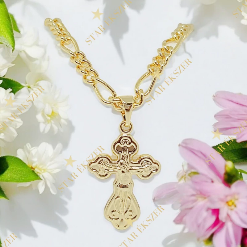 Lucas 14K G.F. antiallergén kereszt medálos nyaklánc 50cm/5mm