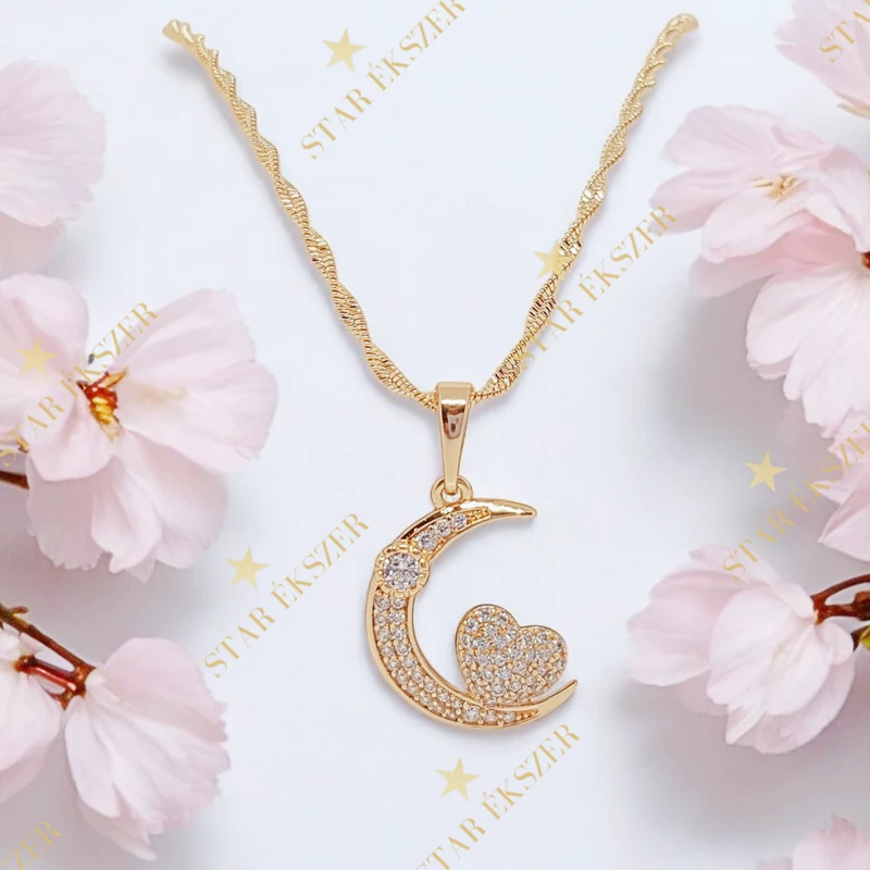 Peyton 18K GF. antiallergén hold medálos nyaklánc 45cm