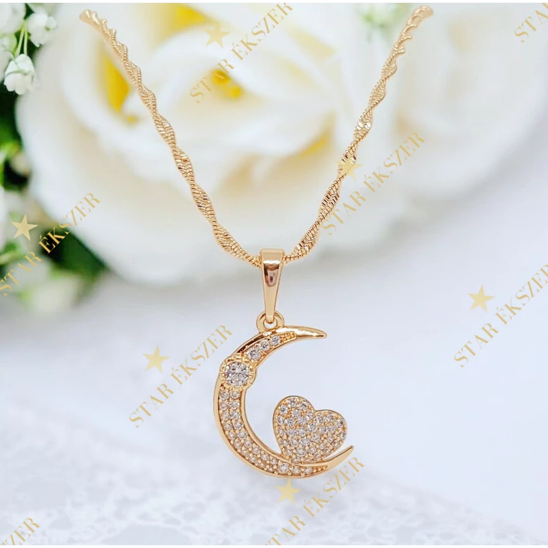 Peyton 18K GF. antiallergén hold medálos nyaklánc 45cm