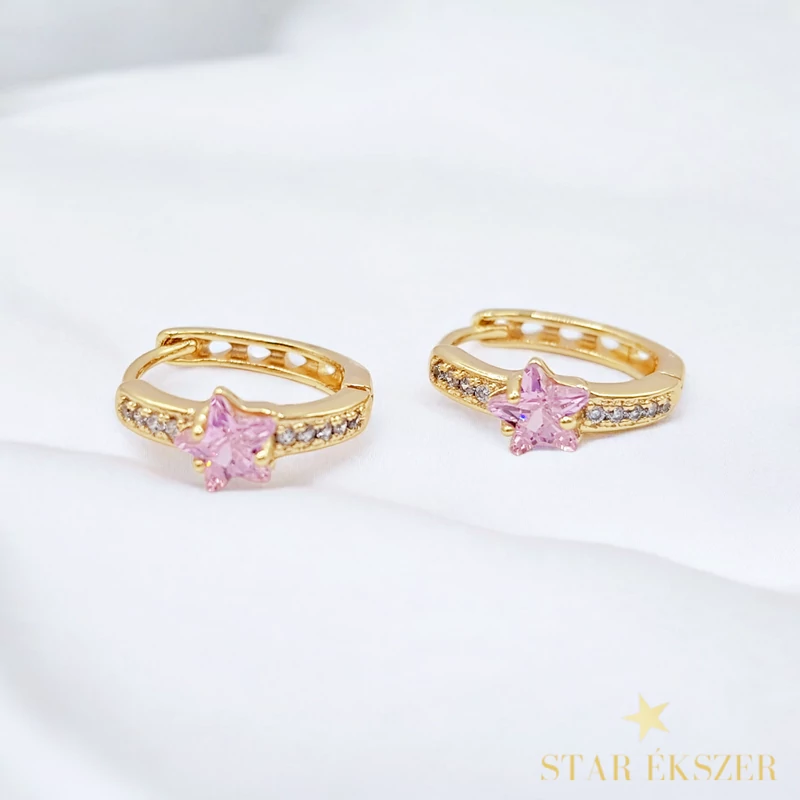 Aurel 14K antiallergén csillagos kislány fülbevaló pink