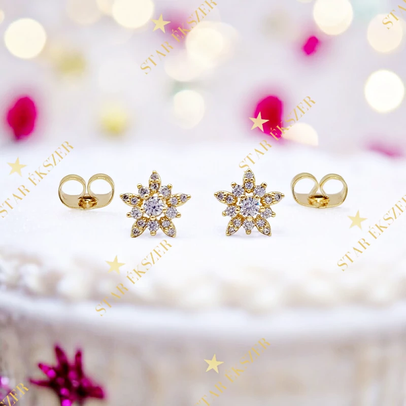 Csillagvirág 14K antiallergén fülbevaló 