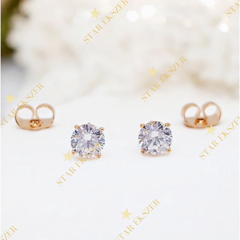 Egy köves 18K antiallergén cirkónia fülbevaló 