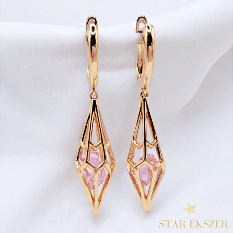 Fiera 18k antiallergén fülbevaló pink