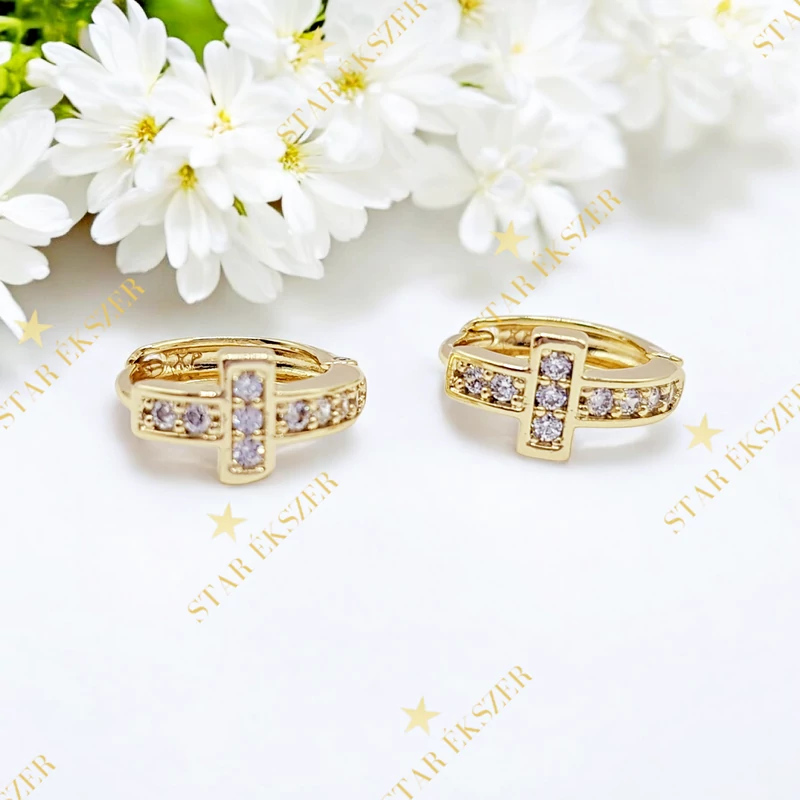 Joy 14K antiallergén keresztes fülbevaló 